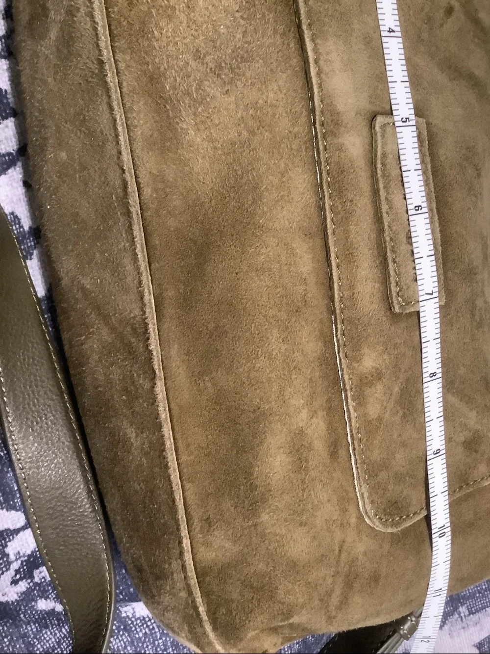 EUC! Suede olive green satchel with gold grommets